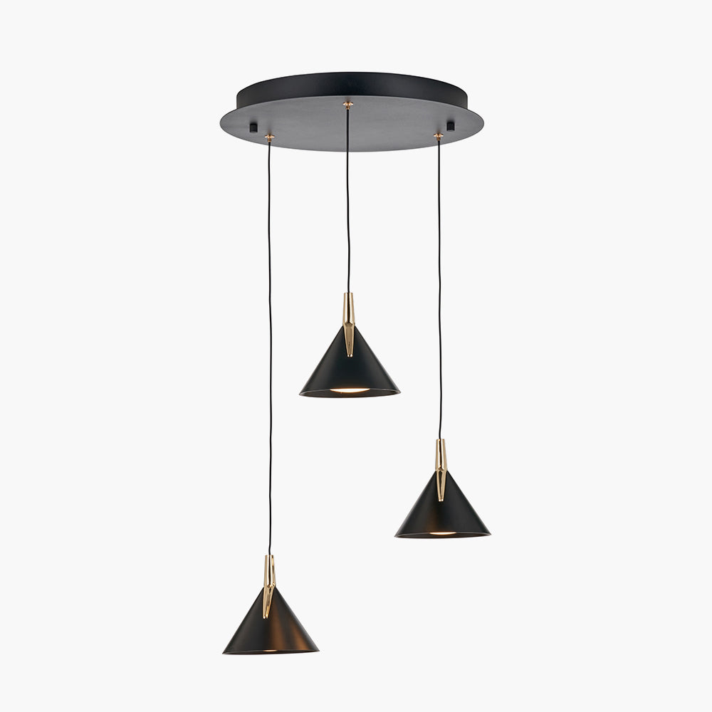 Astarion Matt Black & Gold Multi Drop LED Pendant Light